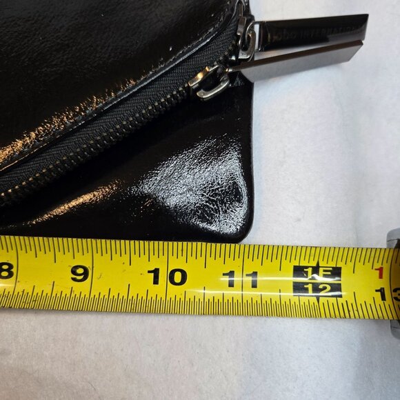 VTG Hobo International Black Patent Leather Foldover Heavy Duty Zip Clutch - Picture 9 of 11